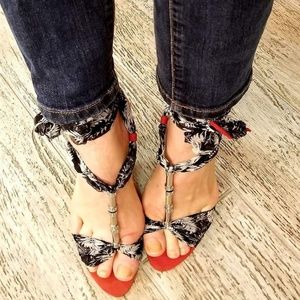 Chiffon Ribbon Tie Sandals
